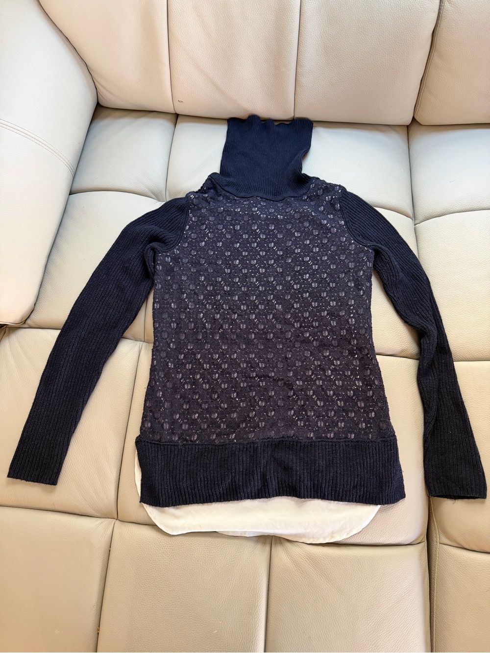 Turtleneck Mixed-Knit Women's Sweater